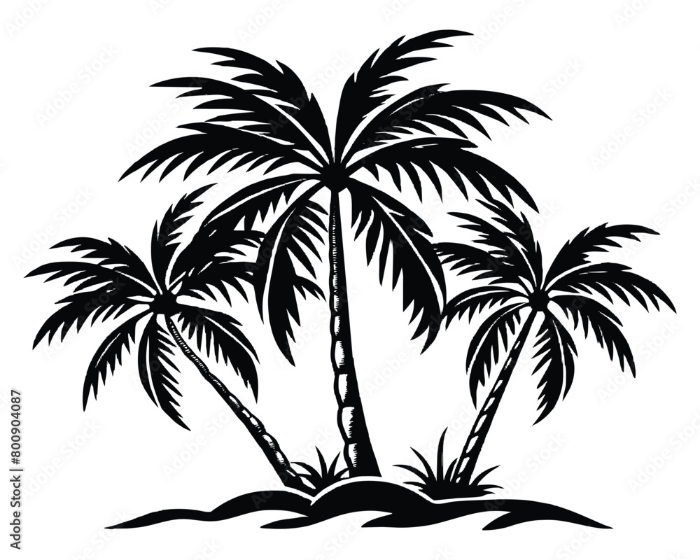 Two palm trees silhouette