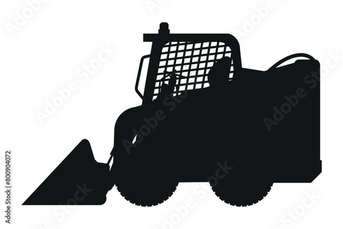 mini front loader silhouette. Heavy machinery for construction and mining