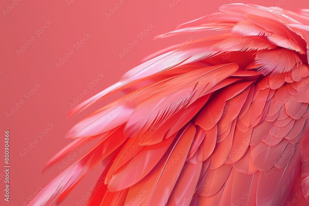 Fototapeta premium A close up of a pink feather with a pink background