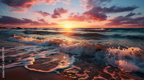 Beautiful sunset over the ocean photo