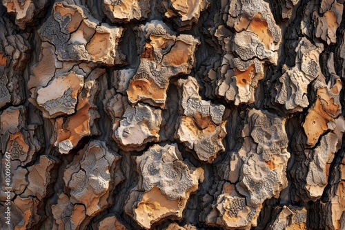 The bark of a tree is rough and has many cracks