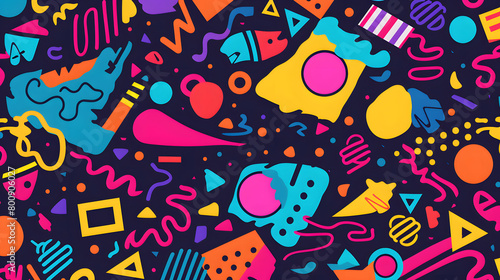 Digital retro fabric print geometric pattern graphics poster background