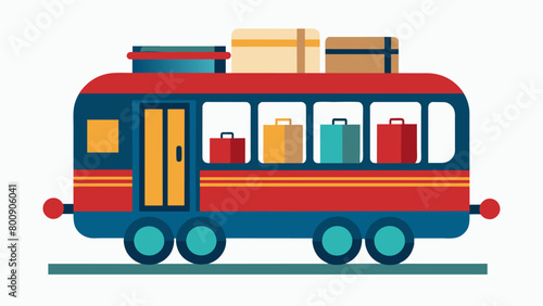 A picture of a train car with designated areas for passengers to stow away bulky items or mobility aids.. Vector illustration