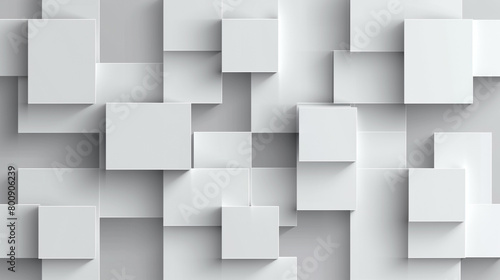 Sophisticated white square 3D pattern on grey, ideal for professional designs.