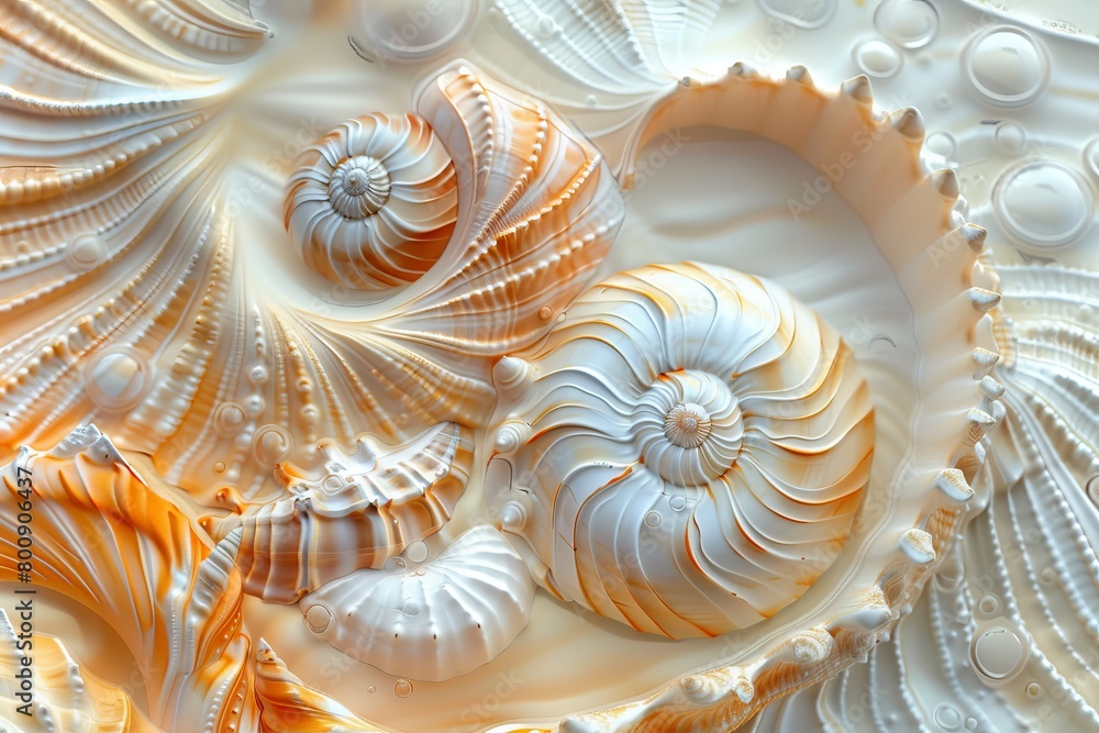 A close up of a shell with a spiral pattern A close up of a shell with a spiral pattern