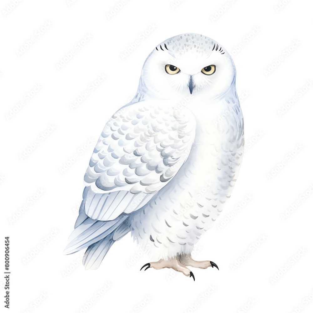 Obraz premium A beautiful watercolor painting of a snowy owl