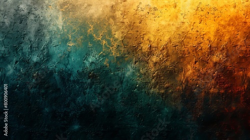 Background with dark green, lime, lemon, yellow gold, orange, and mustard brown gradients. Gradient ombre noise. Grunge noise with a light spot shimmer. Design. Template.