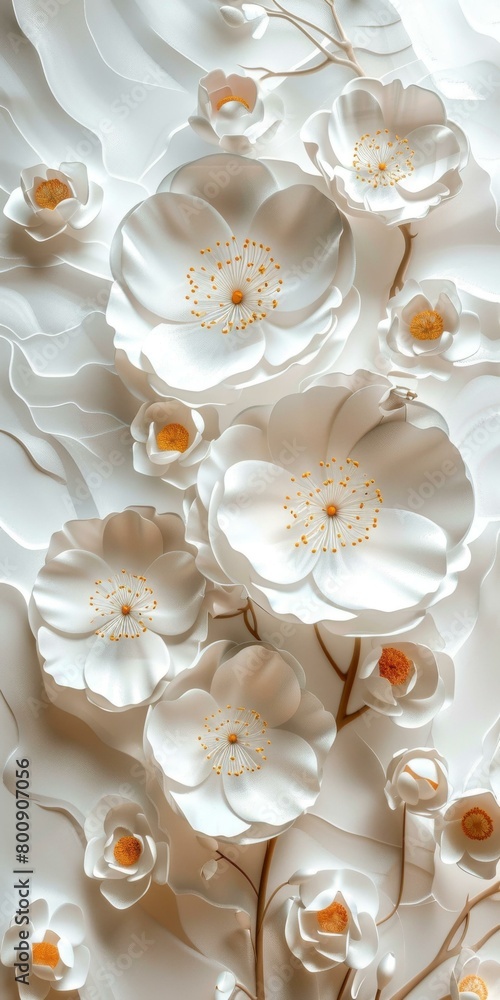 3D white and yellow flower petals 3D white and yellow flower petals