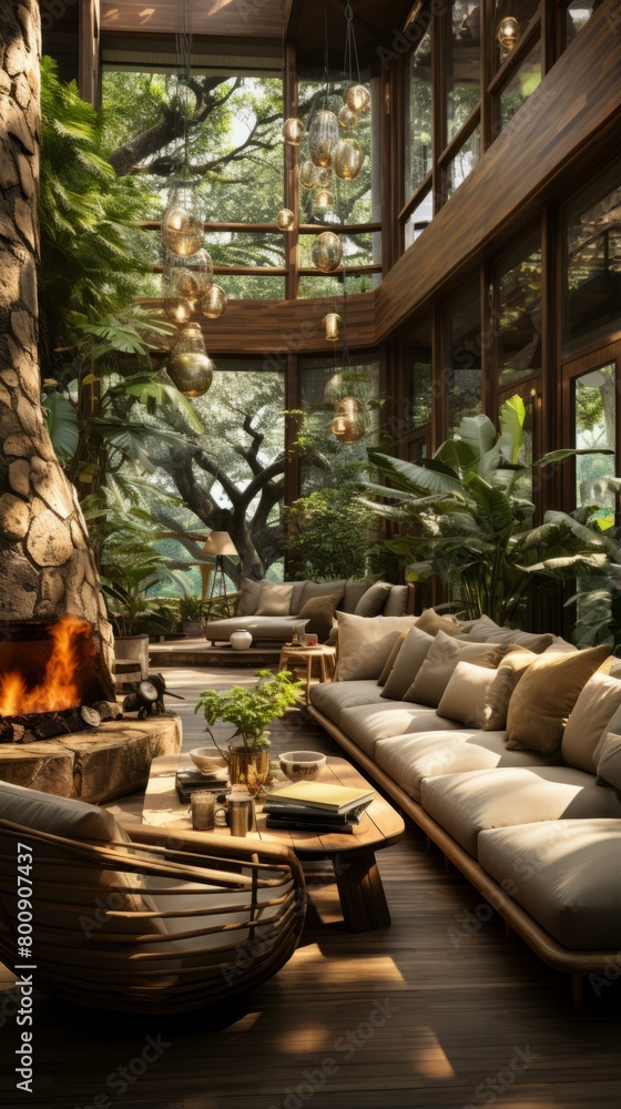 Obraz premium The Ultimate Luxury Living Room: A Tropical Oasis in Your Home