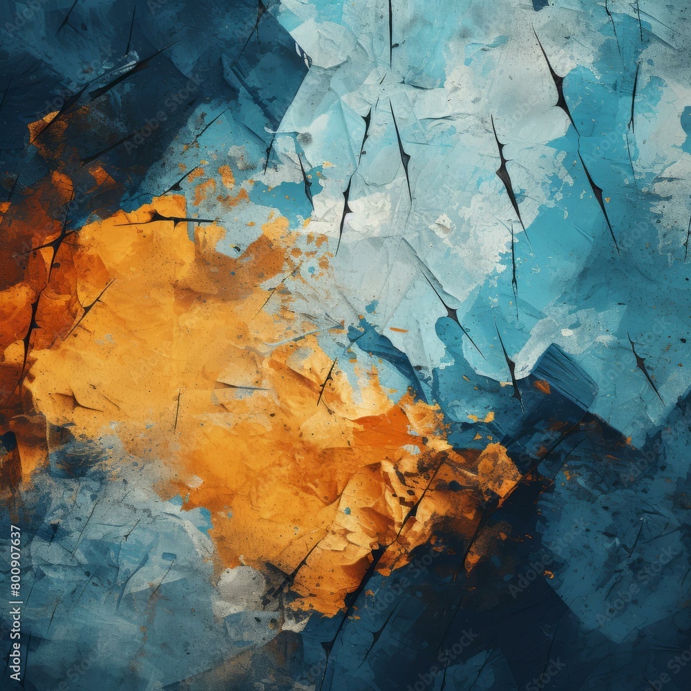 Fototapeta premium Blue and orange abstract painting