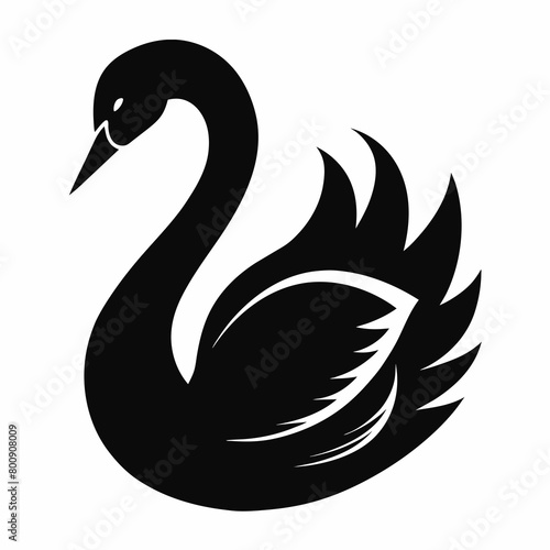 black swan silhouette vector art illustration with white background, Summer t shirt