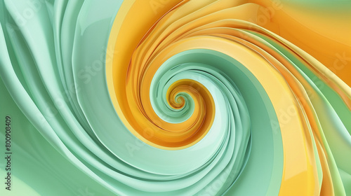 dynamic circular swirls of saffron and mint green  ideal for an elegant abstract background