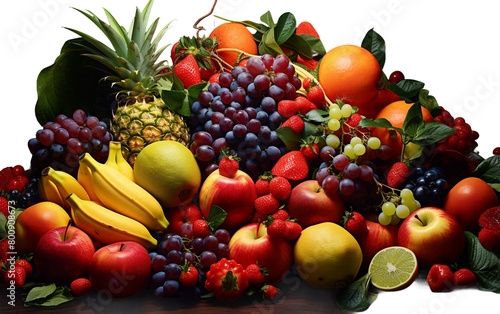 Colorful Fruits Graphic Isolated On Transparent Background PNG.