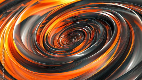 dynamic circular swirls of sunset orange and charcoal gray, ideal for an elegant abstract background