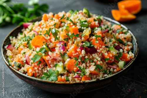 Quinoa salad with vegetables and herbs