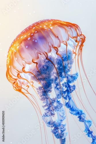 Stunning and Colorful Jellyfish in the Deep Blue Sea