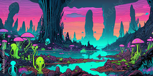 Alien fantasy landscape. Di...