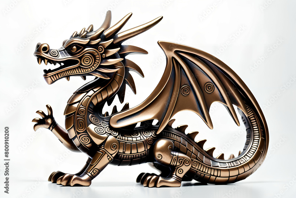 Metallic Dragon figurine. Isolated on white background. Metallic Dragon figurine. Isolated on white background.