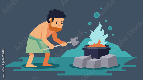 One character ladles water onto the hot rocks of the sauna stove creating a loud hissing sound..