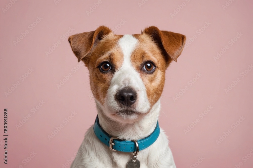 Portrait of Parson Russell Terrier dog looking at camera, copy space. Studio shot.