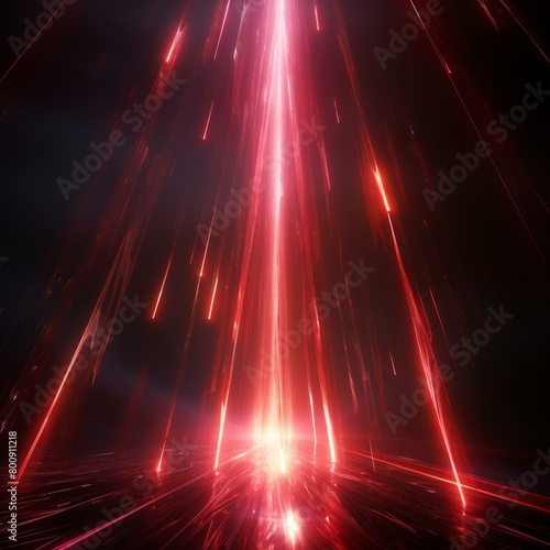 Red laser beams descend from the sky