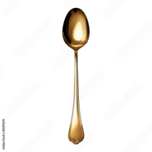 Golden spoon isolated on transparent background