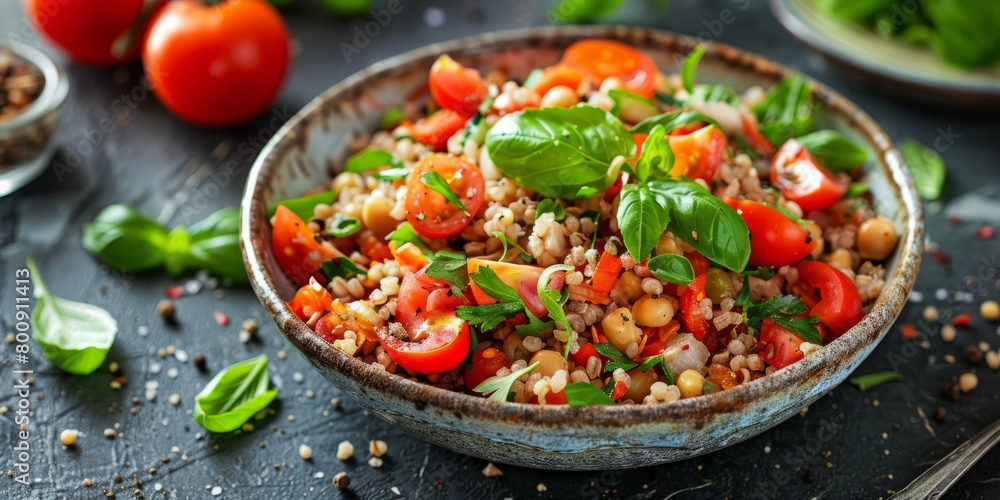 Bulgur Salad with Tomatoes, Red Onion, Parsley and Basil Bulgur Salad with Tomatoes, Red Onion, Parsley and Basil