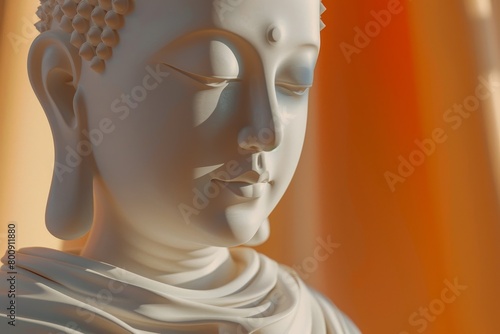 A statue of a Buddha with a serene expression