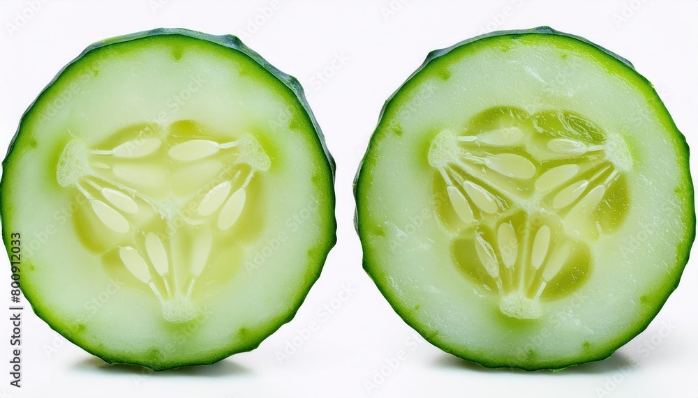 Cucumber slice isolated. Cucumber on white. Full depth of field. With clipping path Cucumber slice isolated. Cucumber on white. Full depth of field. With clipping path