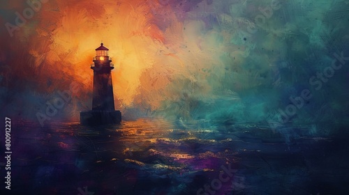 lighthouse in stormy sea digital art