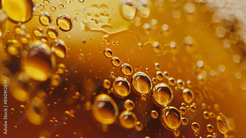 Close-up of bubbles in amber liquid Close-up of bubbles in amber liquid