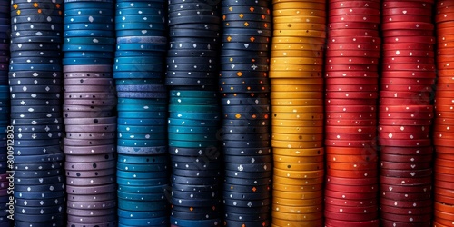 Stacks of Different Colored Poker Chips photo