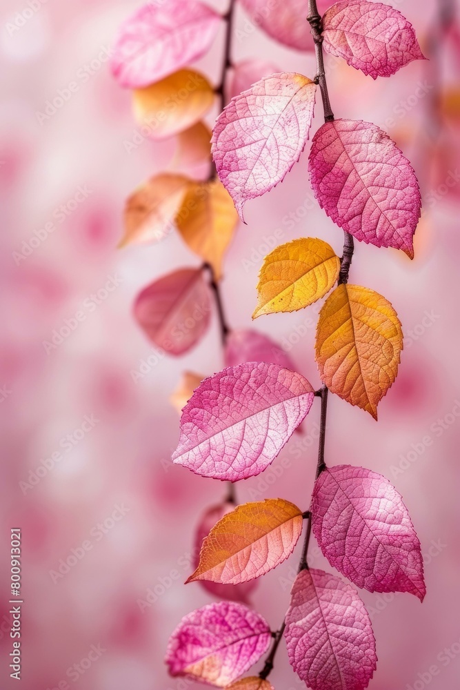 Close-up of pink and orange autumn leaves Close-up of pink and orange autumn leaves