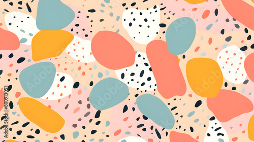 Digital retro hand drawn terrazzo pattern texture graphic poster background