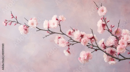 An illustration of cherry blossoms against a pink background