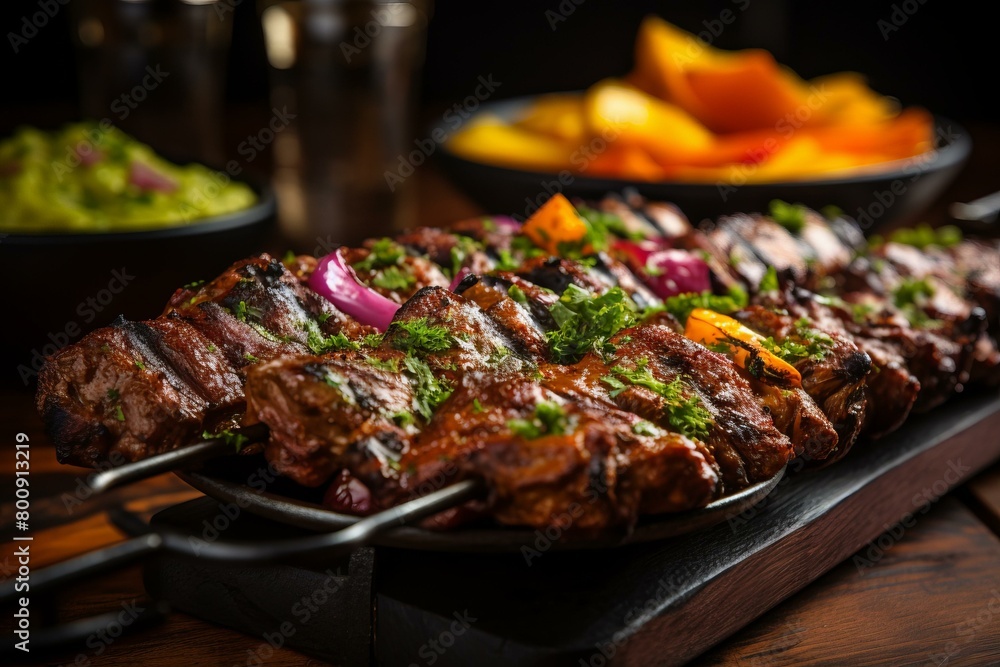Grilled meat skewers with vegetables Grilled meat skewers with vegetables