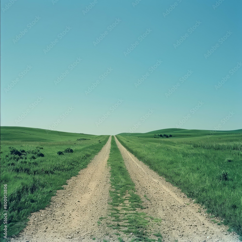 Long and winding road through the prairie