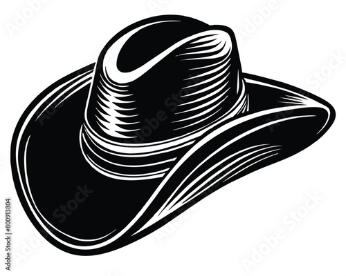 Hat farmer gardener or cowboy Illustration Black and White