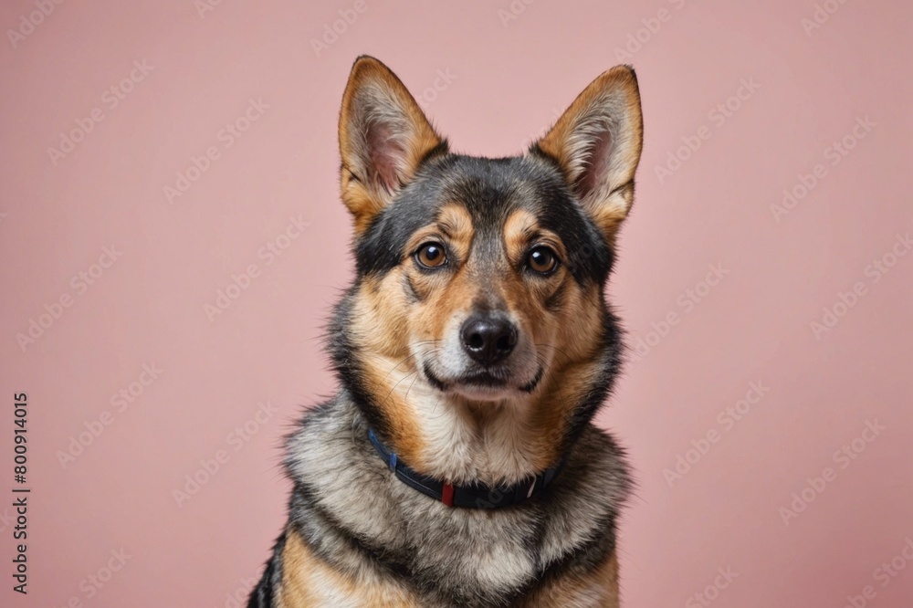 Portrait of Swedish Vallhund dog looking at camera, copy space. Studio shot. Portrait of Swedish Vallhund dog looking at camera, copy space. Studio shot.
