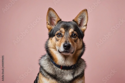 Portrait of Swedish Vallhund dog looking at camera, copy space. Studio shot.