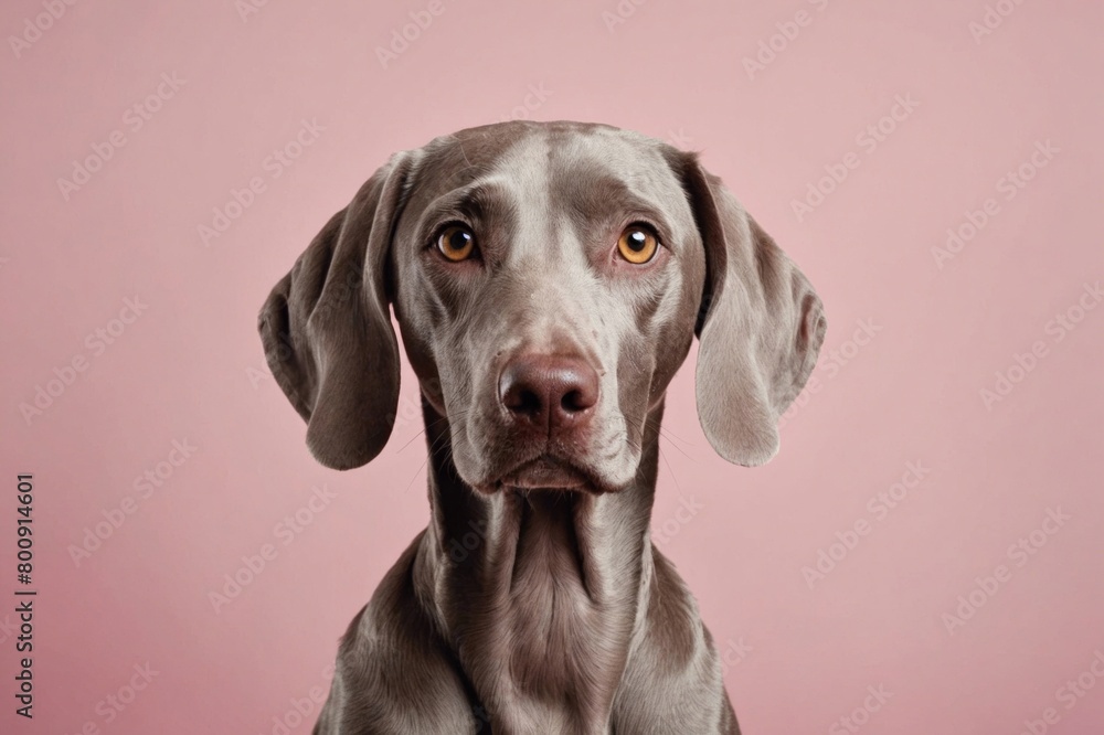 Portrait of Weimaraner dog looking at camera, copy space. Studio shot. Portrait of Weimaraner dog looking at camera, copy space. Studio shot.