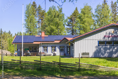 House by a training area in Skövde, Sweden photo