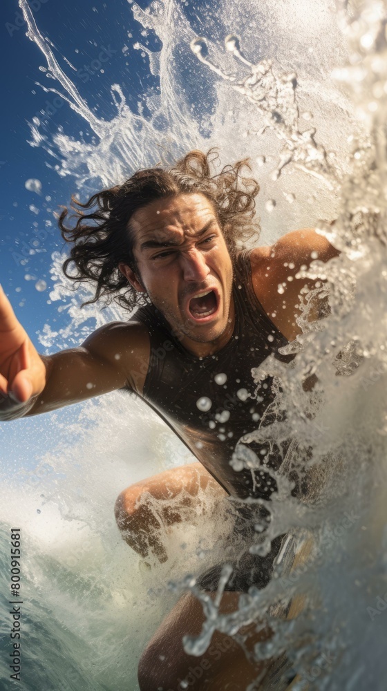 Fototapeta premium Surfer rides a big wave