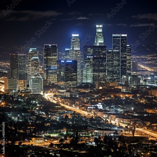 Night view of the skyscrapers in Los Angeles © Adobe Contributor