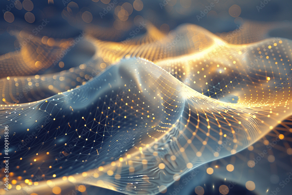 Naklejka premium Tranquility evoked by an ethereal pearl fractal grid pattern in mesmerizing motion.