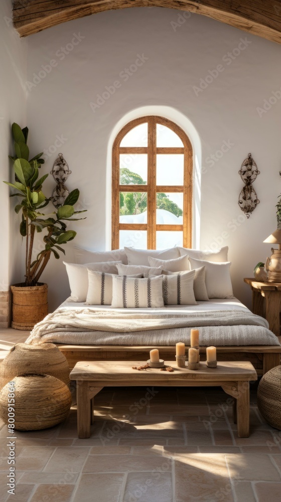 Elegant bedroom with a rustic touch