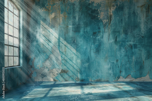 Retro sun hints enhance the nostalgic charm of the faded azure room.