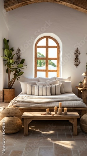 Elegant bedroom with a rustic touch