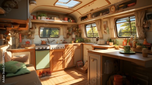 Wallpaper Mural Cozy interior of a vintage camper van Torontodigital.ca