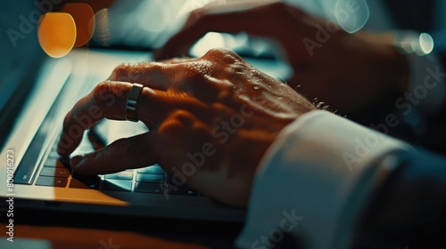 A captivating image of a person's hands closing a laptop or turning off a computer, signifying the end of the workday and the freedom to leave the office early on Leave The Office Early Day. photo